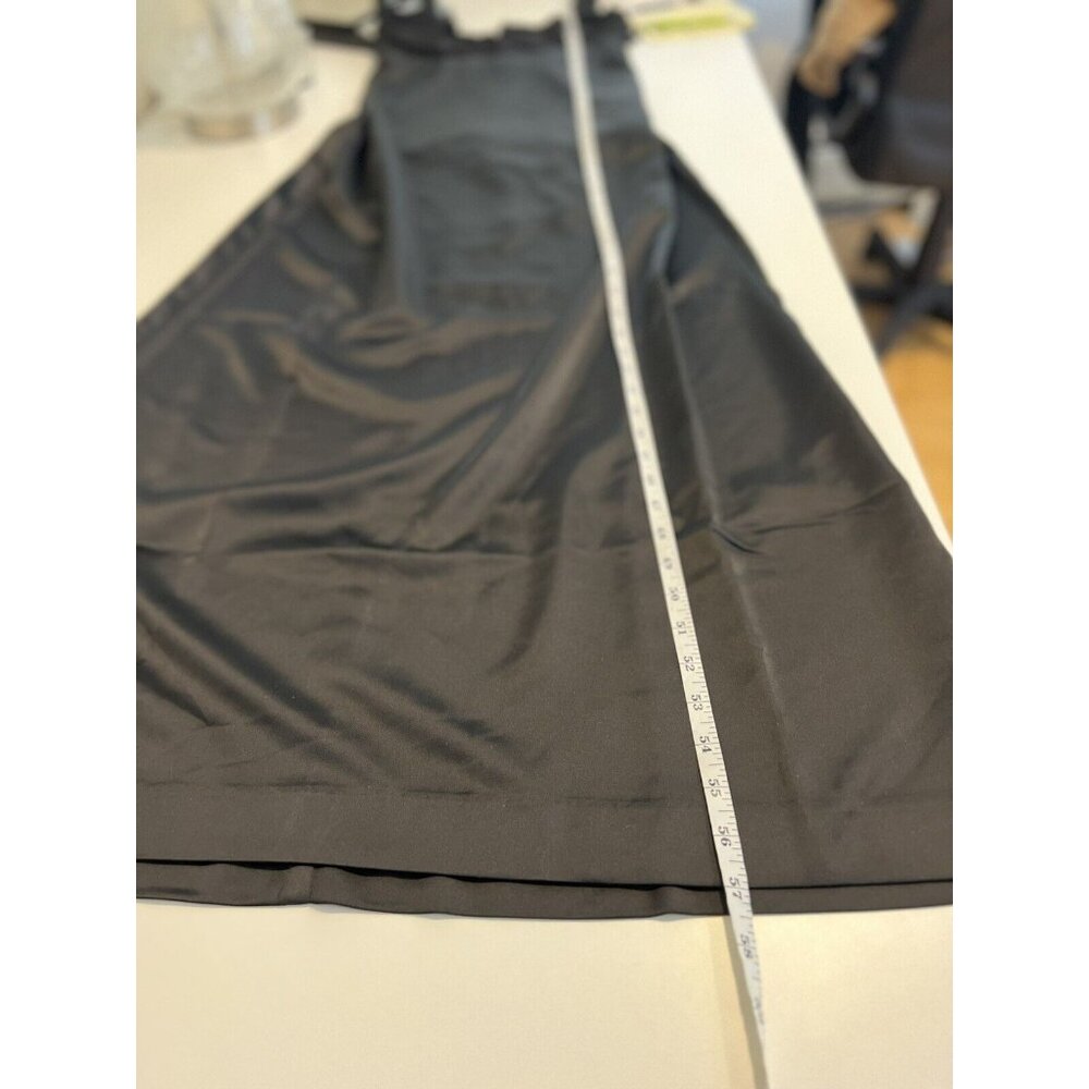Free People Gia Dress Size 12 Black Satin Bodice Maxi Slinky Tie Back Boho New - Picture 9 of 10